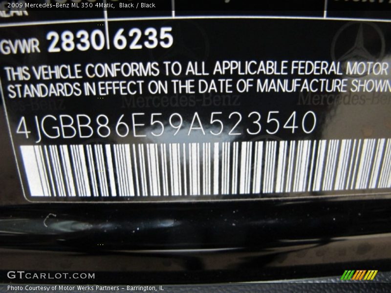 Black / Black 2009 Mercedes-Benz ML 350 4Matic