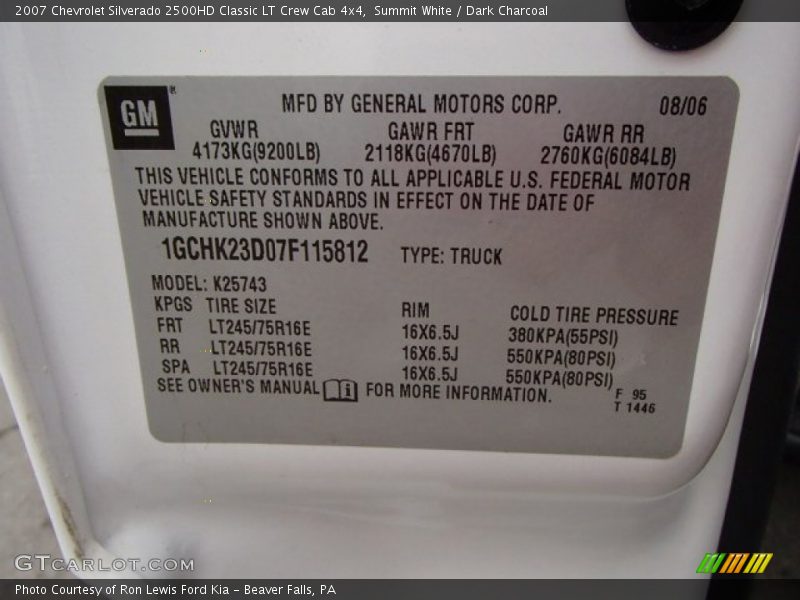 Summit White / Dark Charcoal 2007 Chevrolet Silverado 2500HD Classic LT Crew Cab 4x4