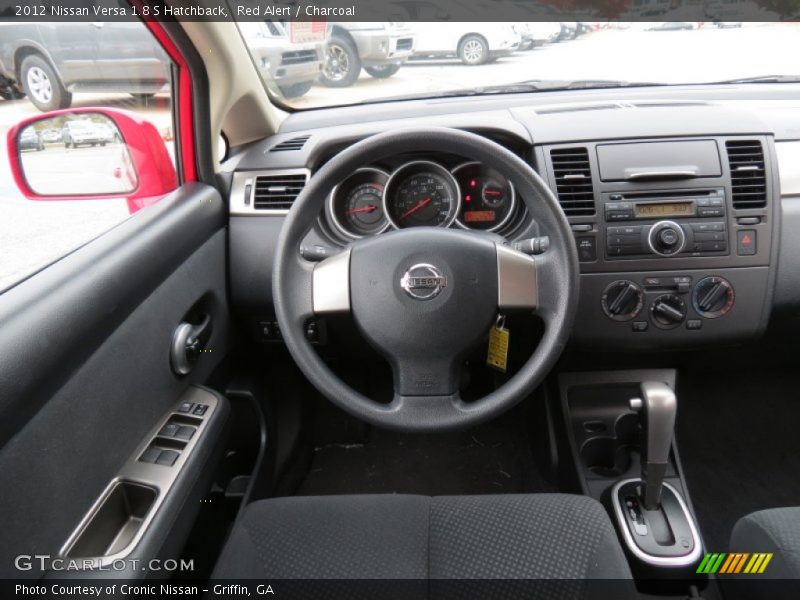 Red Alert / Charcoal 2012 Nissan Versa 1.8 S Hatchback