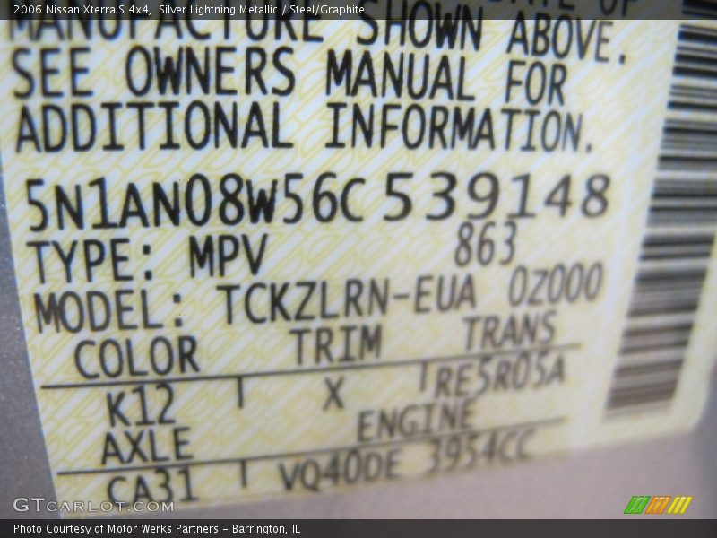 Silver Lightning Metallic / Steel/Graphite 2006 Nissan Xterra S 4x4
