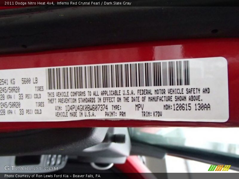 Inferno Red Crystal Pearl / Dark Slate Gray 2011 Dodge Nitro Heat 4x4