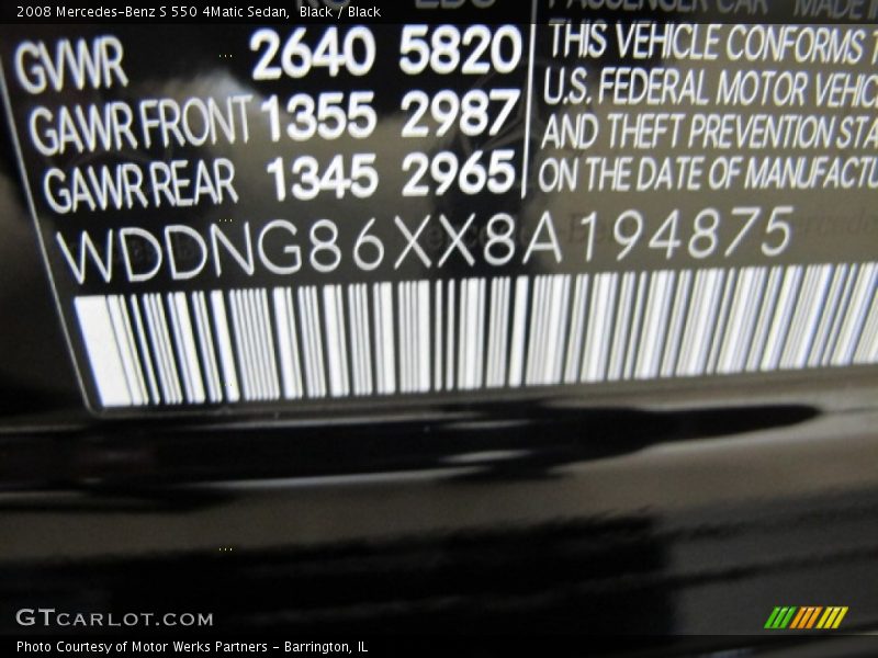 Black / Black 2008 Mercedes-Benz S 550 4Matic Sedan