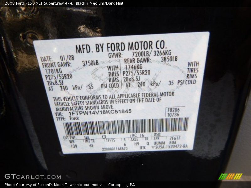 Black / Medium/Dark Flint 2008 Ford F150 XLT SuperCrew 4x4