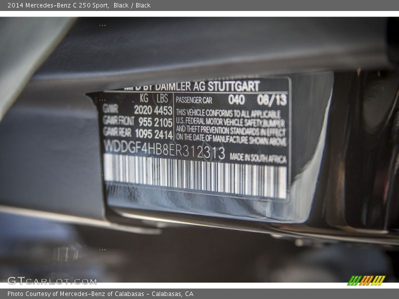 Black / Black 2014 Mercedes-Benz C 250 Sport