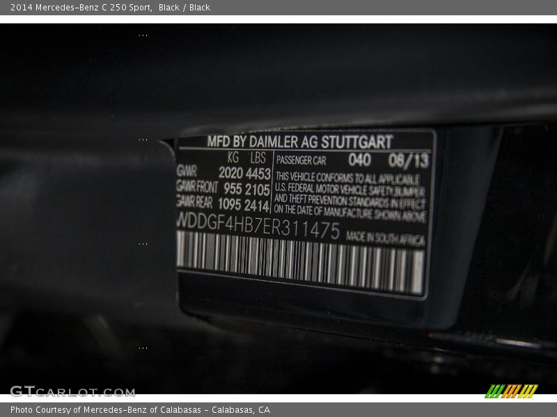 Black / Black 2014 Mercedes-Benz C 250 Sport