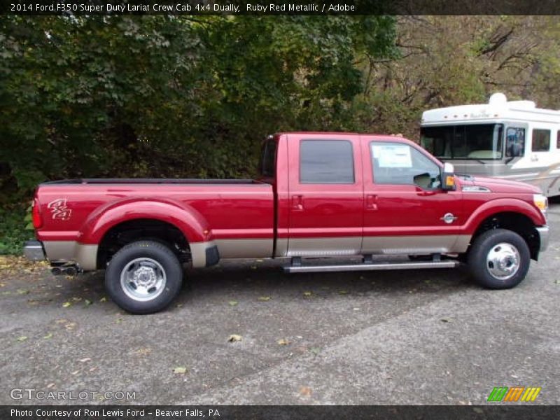 Ruby Red Metallic / Adobe 2014 Ford F350 Super Duty Lariat Crew Cab 4x4 Dually