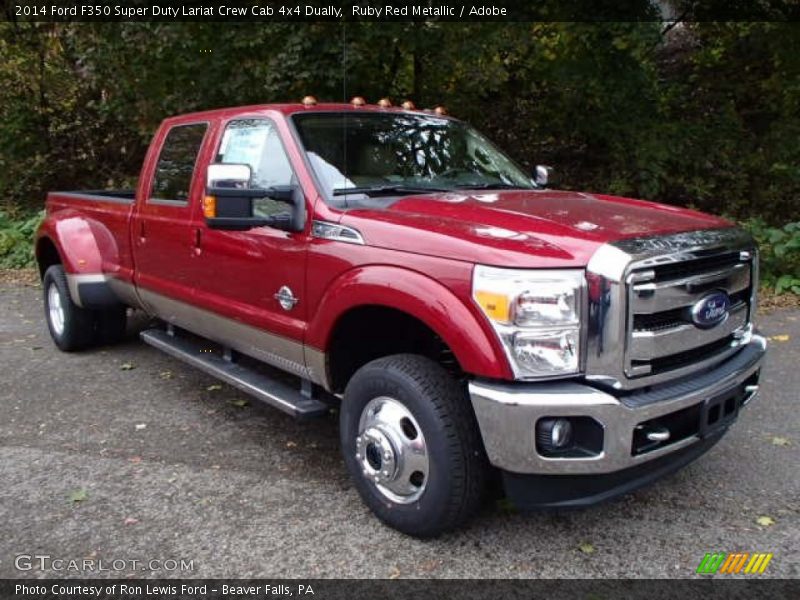 Ruby Red Metallic / Adobe 2014 Ford F350 Super Duty Lariat Crew Cab 4x4 Dually