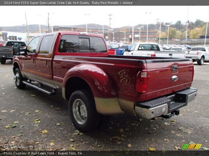 Ruby Red Metallic / Adobe 2014 Ford F350 Super Duty Lariat Crew Cab 4x4 Dually