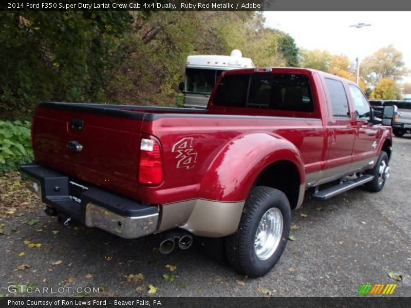 Ruby Red Metallic / Adobe 2014 Ford F350 Super Duty Lariat Crew Cab 4x4 Dually