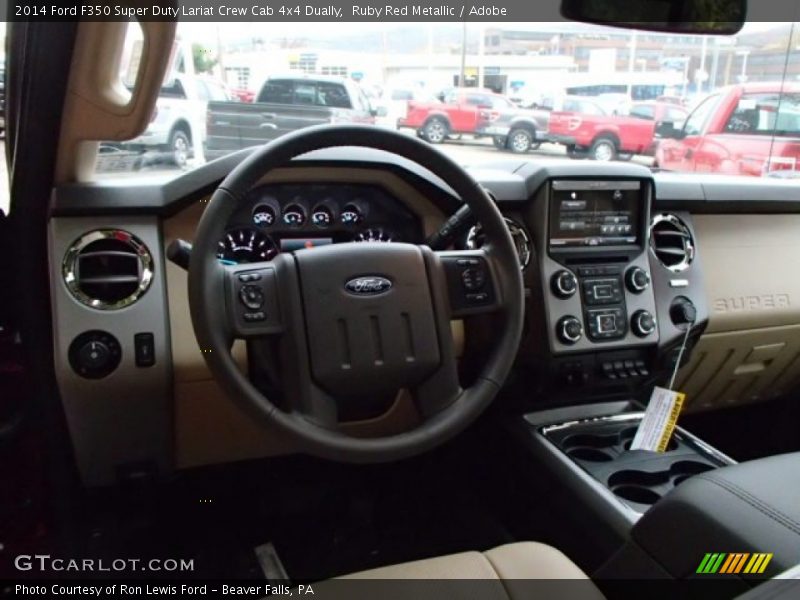 Ruby Red Metallic / Adobe 2014 Ford F350 Super Duty Lariat Crew Cab 4x4 Dually