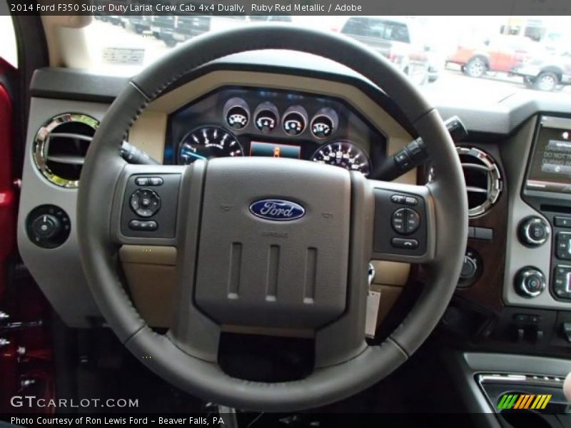 Ruby Red Metallic / Adobe 2014 Ford F350 Super Duty Lariat Crew Cab 4x4 Dually