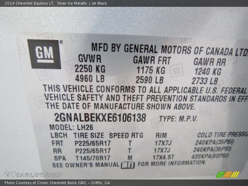Silver Ice Metallic / Jet Black 2014 Chevrolet Equinox LT