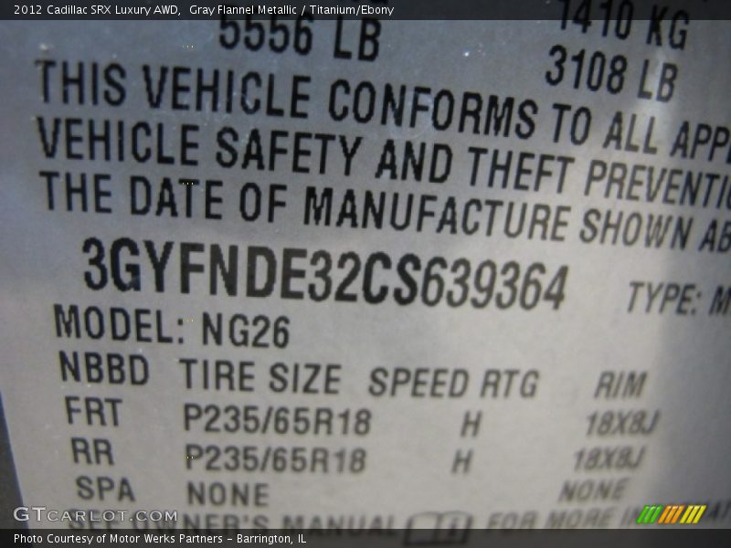 Gray Flannel Metallic / Titanium/Ebony 2012 Cadillac SRX Luxury AWD