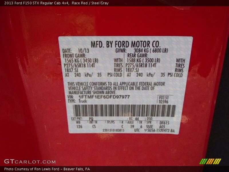 Race Red / Steel Gray 2013 Ford F150 STX Regular Cab 4x4