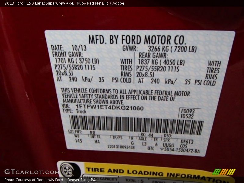 Ruby Red Metallic / Adobe 2013 Ford F150 Lariat SuperCrew 4x4