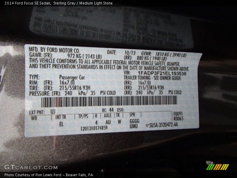 Sterling Gray / Medium Light Stone 2014 Ford Focus SE Sedan