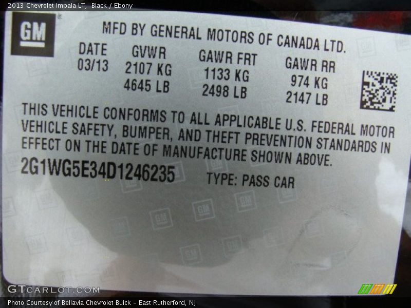 Black / Ebony 2013 Chevrolet Impala LT