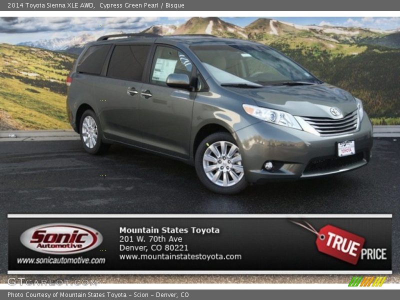 Cypress Green Pearl / Bisque 2014 Toyota Sienna XLE AWD