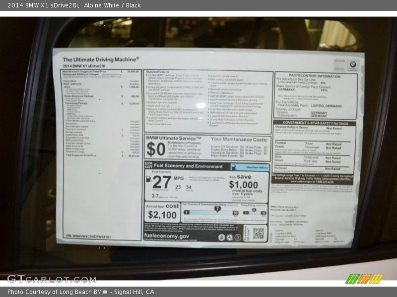 Alpine White / Black 2014 BMW X1 sDrive28i
