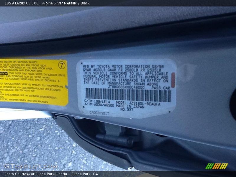 Alpine Silver Metallic / Black 1999 Lexus GS 300