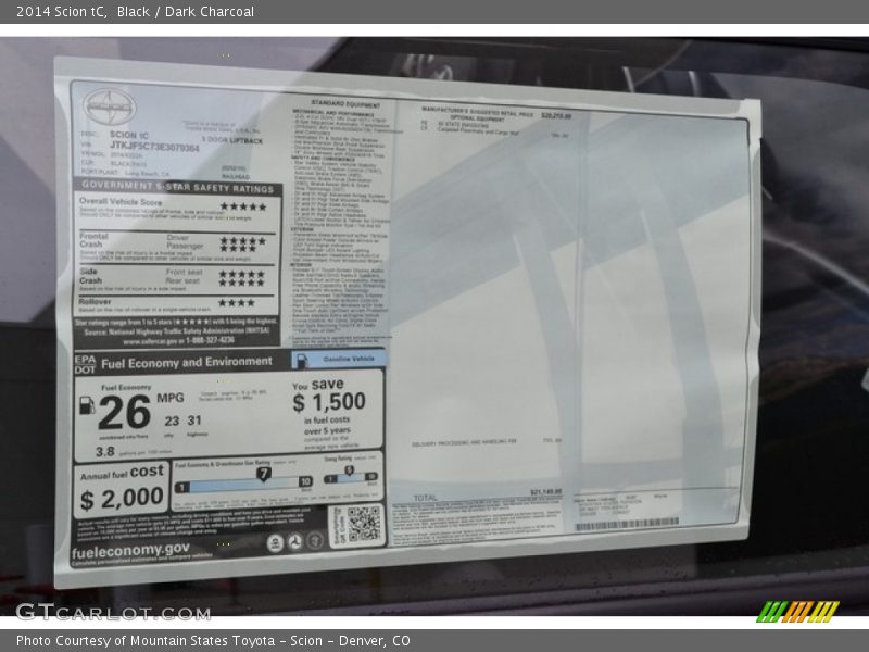 Black / Dark Charcoal 2014 Scion tC
