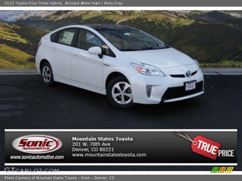 Blizzard White Pearl / Misty Gray 2013 Toyota Prius Three Hybrid