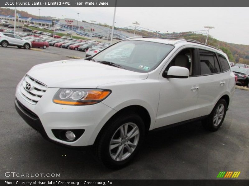 Pearl White / Beige 2010 Hyundai Santa Fe Limited 4WD
