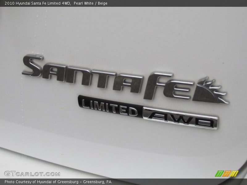 Pearl White / Beige 2010 Hyundai Santa Fe Limited 4WD