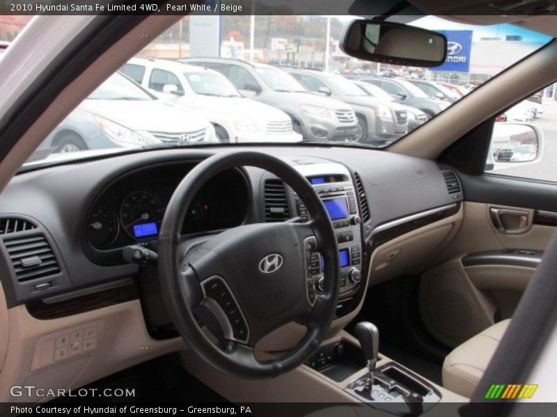 Pearl White / Beige 2010 Hyundai Santa Fe Limited 4WD