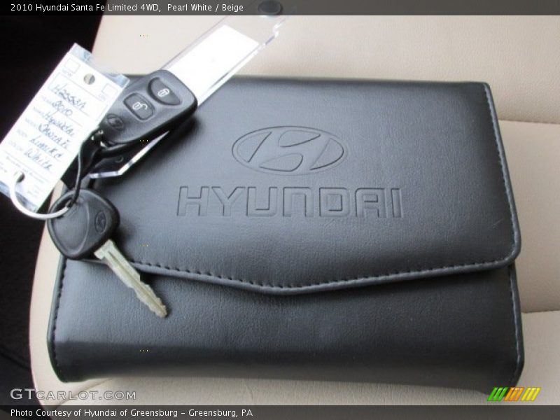 Pearl White / Beige 2010 Hyundai Santa Fe Limited 4WD