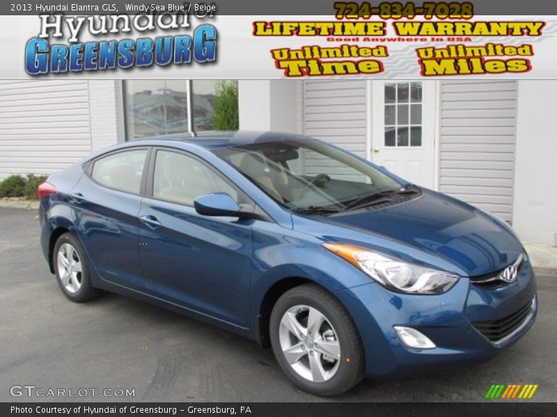 Windy Sea Blue / Beige 2013 Hyundai Elantra GLS