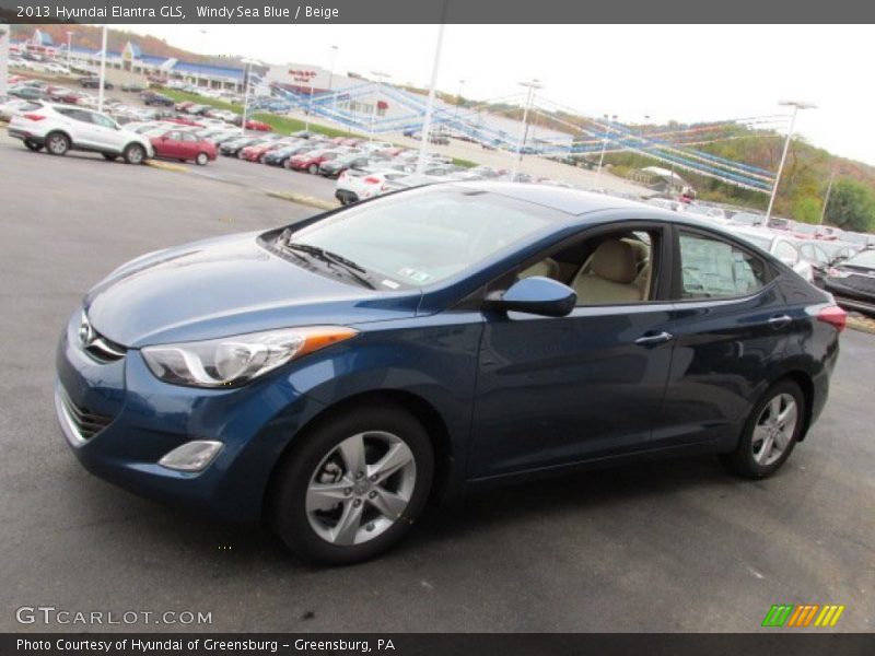 Windy Sea Blue / Beige 2013 Hyundai Elantra GLS