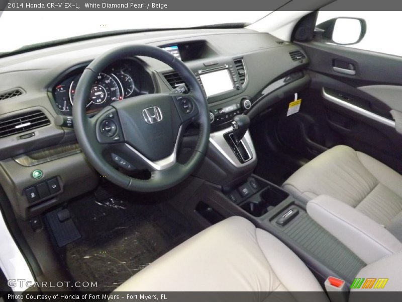 White Diamond Pearl / Beige 2014 Honda CR-V EX-L