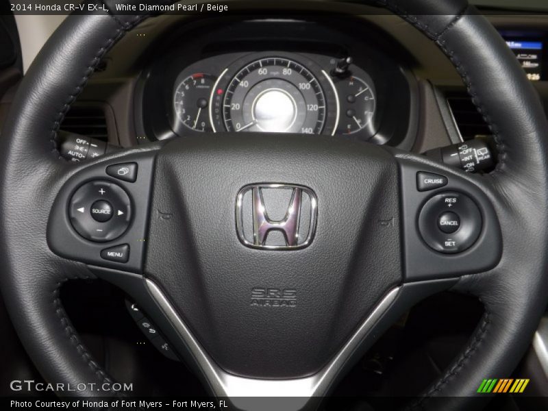 White Diamond Pearl / Beige 2014 Honda CR-V EX-L