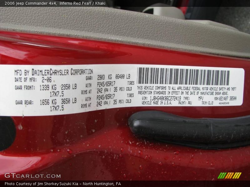 Inferno Red Pearl / Khaki 2006 Jeep Commander 4x4