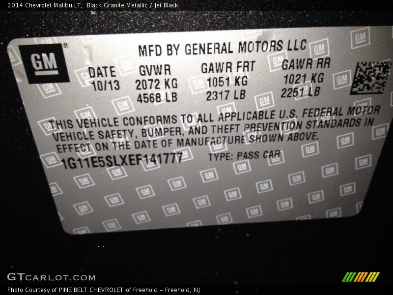 Black Granite Metallic / Jet Black 2014 Chevrolet Malibu LT