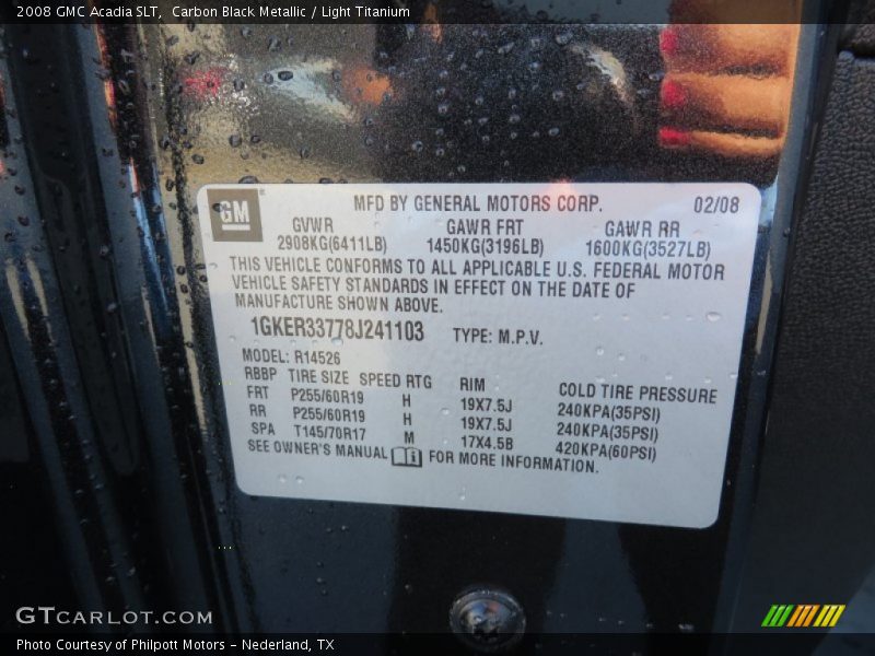 Carbon Black Metallic / Light Titanium 2008 GMC Acadia SLT