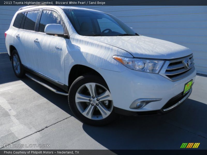 Blizzard White Pearl / Sand Beige 2013 Toyota Highlander Limited