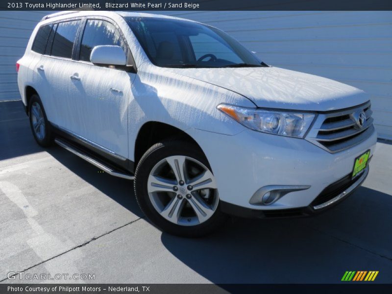 Blizzard White Pearl / Sand Beige 2013 Toyota Highlander Limited