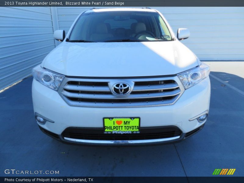 Blizzard White Pearl / Sand Beige 2013 Toyota Highlander Limited