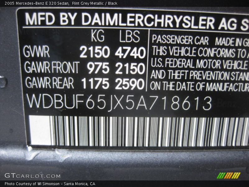 Flint Grey Metallic / Black 2005 Mercedes-Benz E 320 Sedan