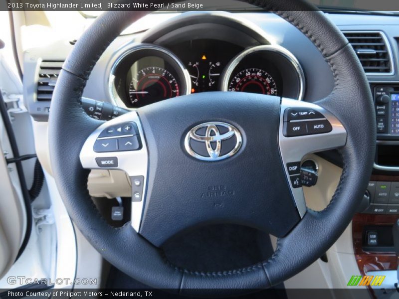 Blizzard White Pearl / Sand Beige 2013 Toyota Highlander Limited