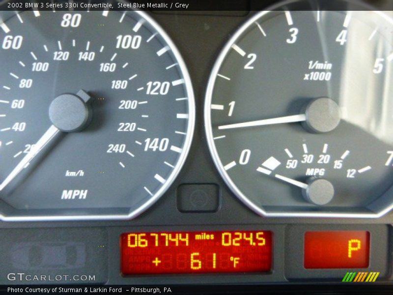 Steel Blue Metallic / Grey 2002 BMW 3 Series 330i Convertible