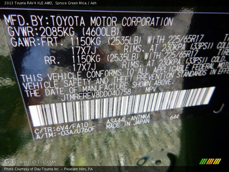 Spruce Green Mica / Ash 2013 Toyota RAV4 XLE AWD