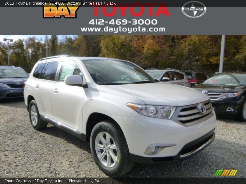 Blizzard White Pearl / Black 2013 Toyota Highlander SE 4WD
