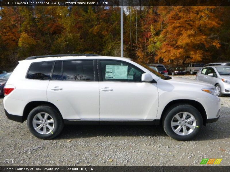 Blizzard White Pearl / Black 2013 Toyota Highlander SE 4WD