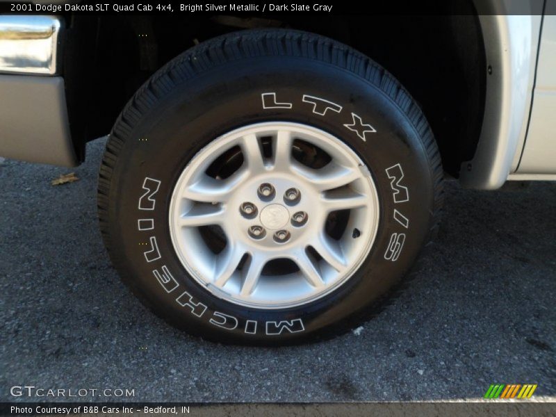 Bright Silver Metallic / Dark Slate Gray 2001 Dodge Dakota SLT Quad Cab 4x4