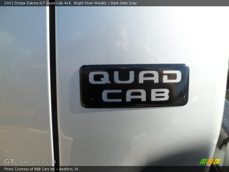 Bright Silver Metallic / Dark Slate Gray 2001 Dodge Dakota SLT Quad Cab 4x4