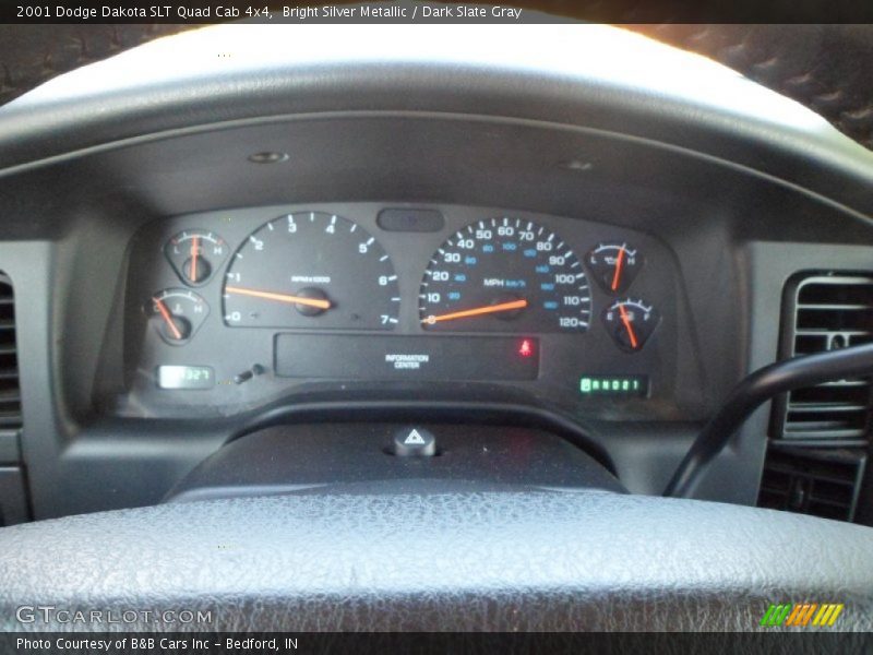 Bright Silver Metallic / Dark Slate Gray 2001 Dodge Dakota SLT Quad Cab 4x4