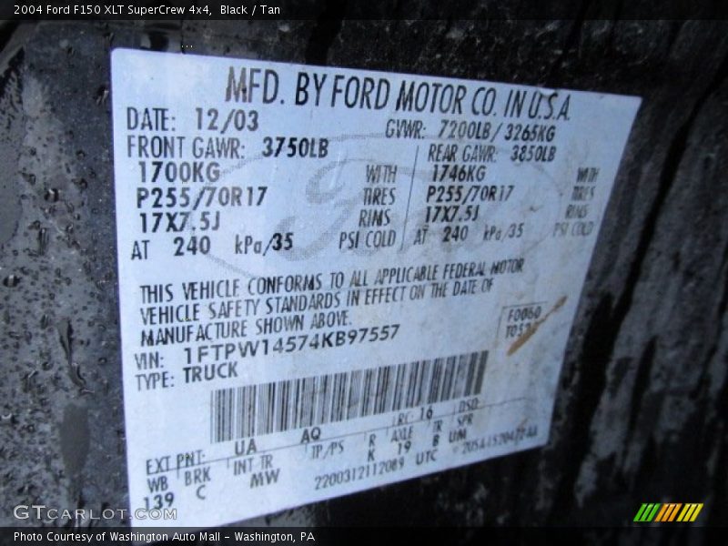 Black / Tan 2004 Ford F150 XLT SuperCrew 4x4